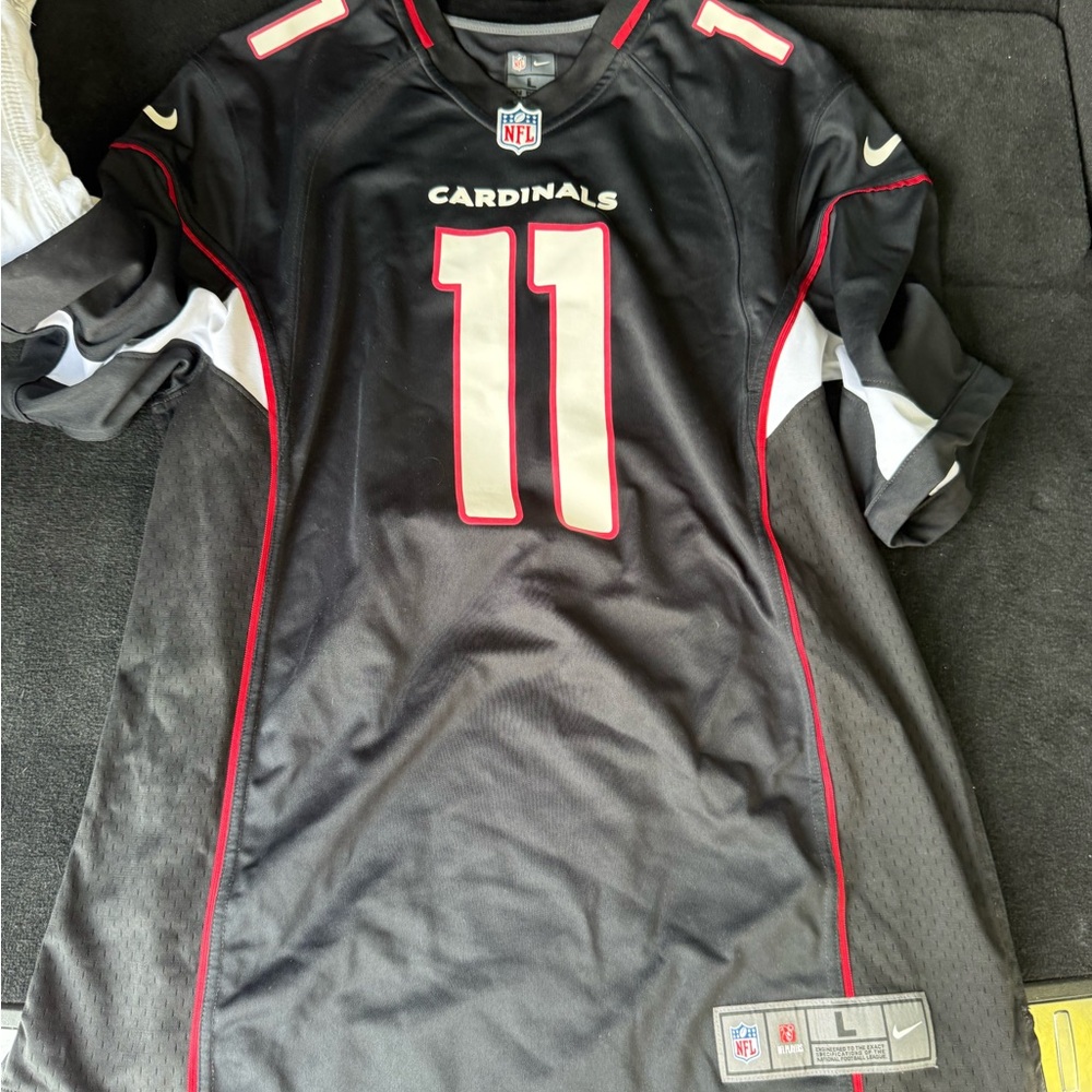 NFL On Field Black and Red Jersey Larry Fitzgerald Arizona Cardinals Jersey